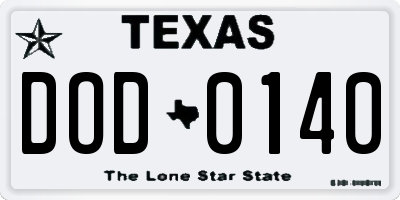 TX license plate DOD0140
