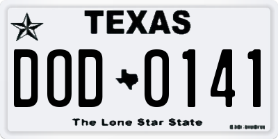 TX license plate DOD0141
