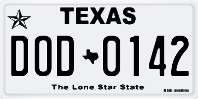 TX license plate DOD0142