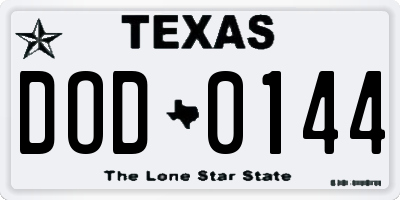 TX license plate DOD0144