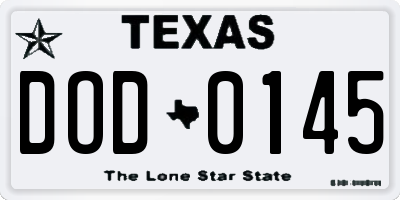 TX license plate DOD0145