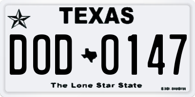 TX license plate DOD0147