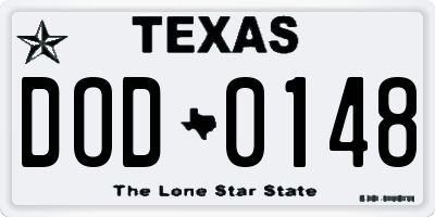 TX license plate DOD0148