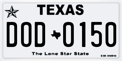 TX license plate DOD0150