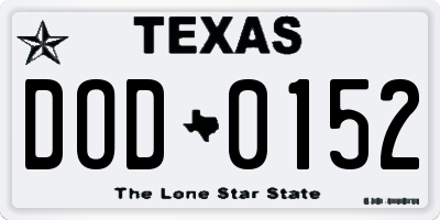 TX license plate DOD0152