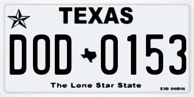 TX license plate DOD0153