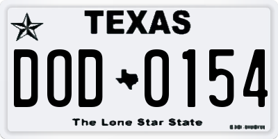 TX license plate DOD0154