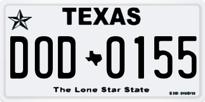 TX license plate DOD0155