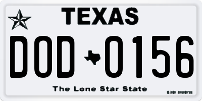 TX license plate DOD0156