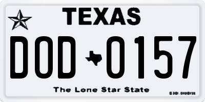 TX license plate DOD0157