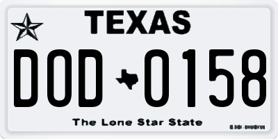 TX license plate DOD0158