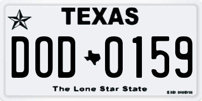 TX license plate DOD0159