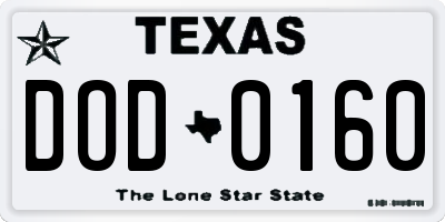 TX license plate DOD0160