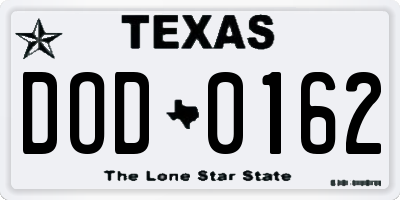 TX license plate DOD0162