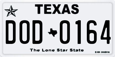 TX license plate DOD0164