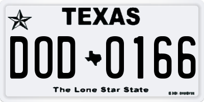TX license plate DOD0166