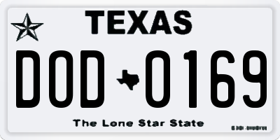 TX license plate DOD0169