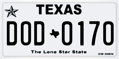 TX license plate DOD0170