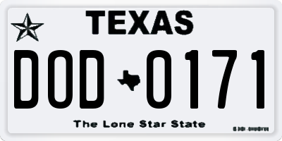 TX license plate DOD0171