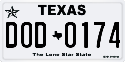 TX license plate DOD0174