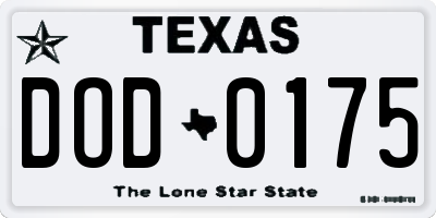 TX license plate DOD0175