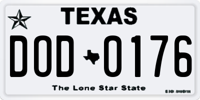 TX license plate DOD0176