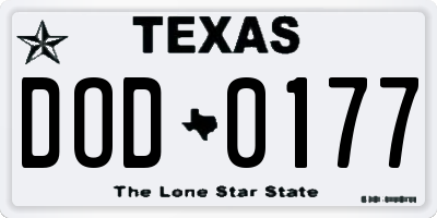 TX license plate DOD0177