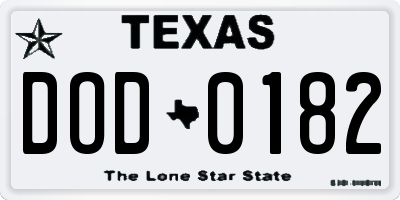 TX license plate DOD0182