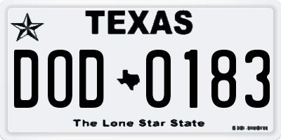 TX license plate DOD0183