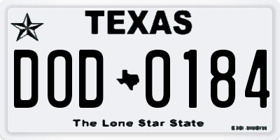 TX license plate DOD0184