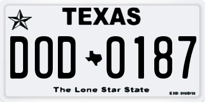 TX license plate DOD0187