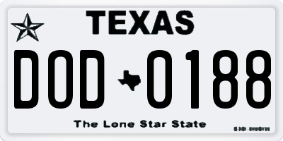 TX license plate DOD0188