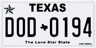 TX license plate DOD0194