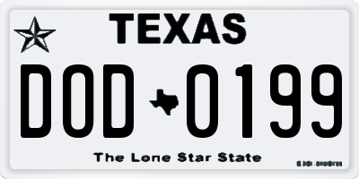 TX license plate DOD0199