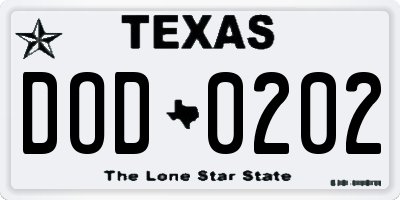 TX license plate DOD0202
