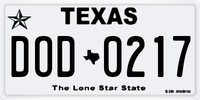 TX license plate DOD0217
