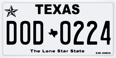 TX license plate DOD0224