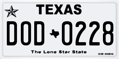 TX license plate DOD0228