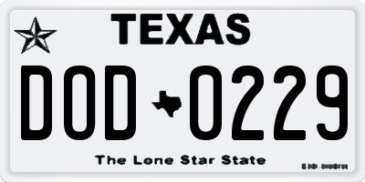 TX license plate DOD0229