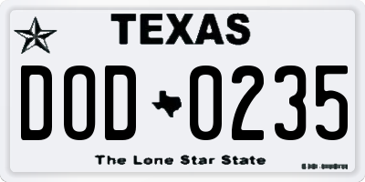 TX license plate DOD0235