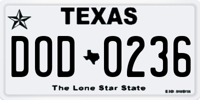 TX license plate DOD0236