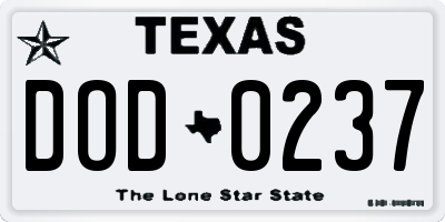 TX license plate DOD0237