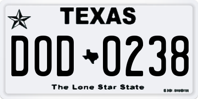 TX license plate DOD0238