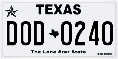 TX license plate DOD0240