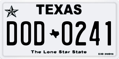 TX license plate DOD0241