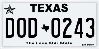 TX license plate DOD0243