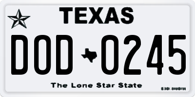 TX license plate DOD0245