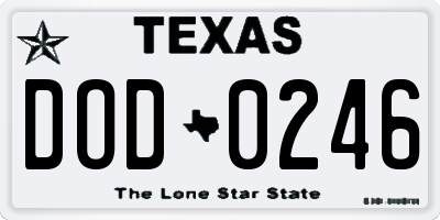 TX license plate DOD0246