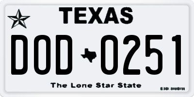 TX license plate DOD0251