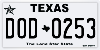 TX license plate DOD0253